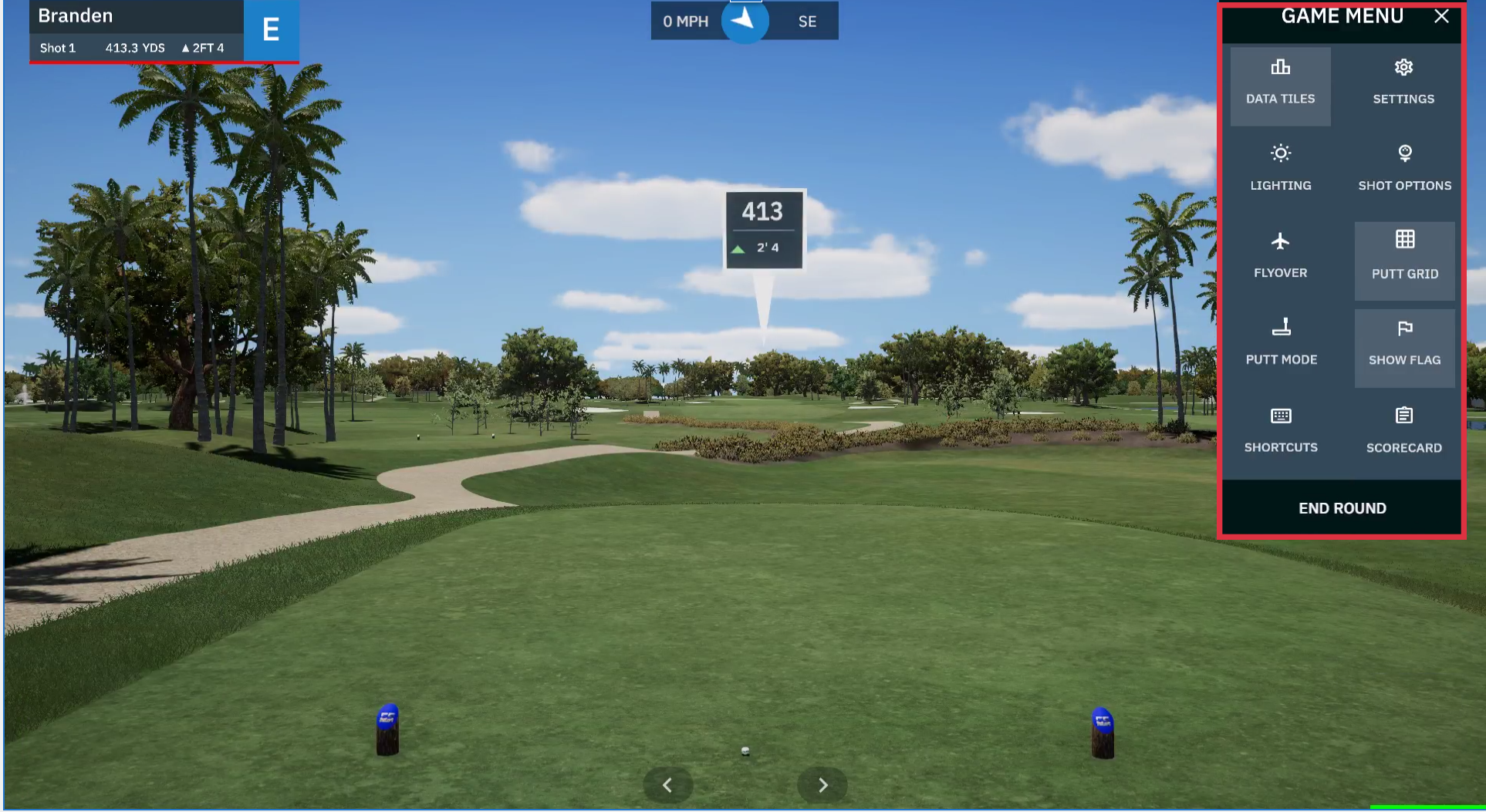 Uneekor GSPro software in-match game flyout menu Uneekor GSPro software in-match game flyout menu